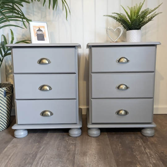 Upcycled Grey bedside tables R07021 2