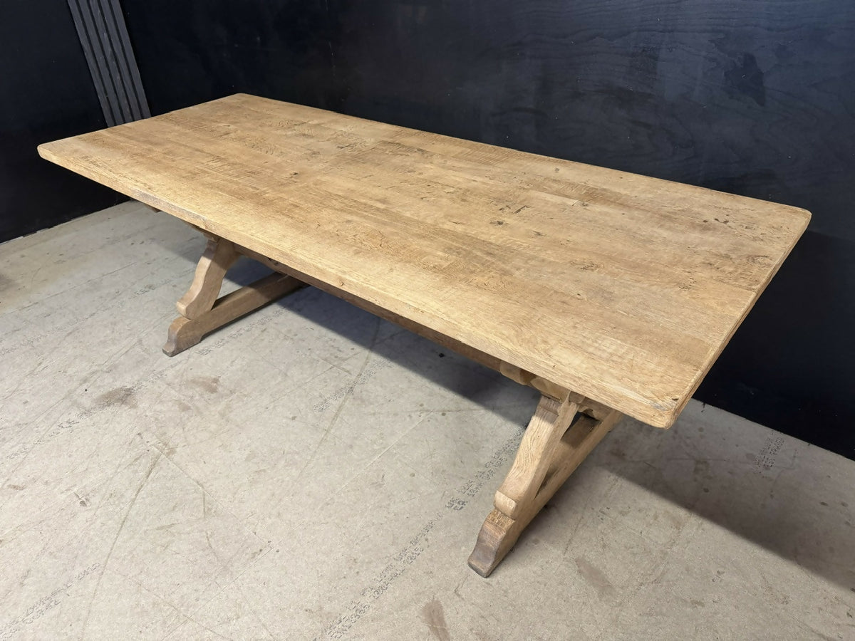 French Oak X Support Farmhouse Dining Table