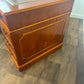 Reproduction Yew Wood Pedestal Desk with Brown Leather Inset