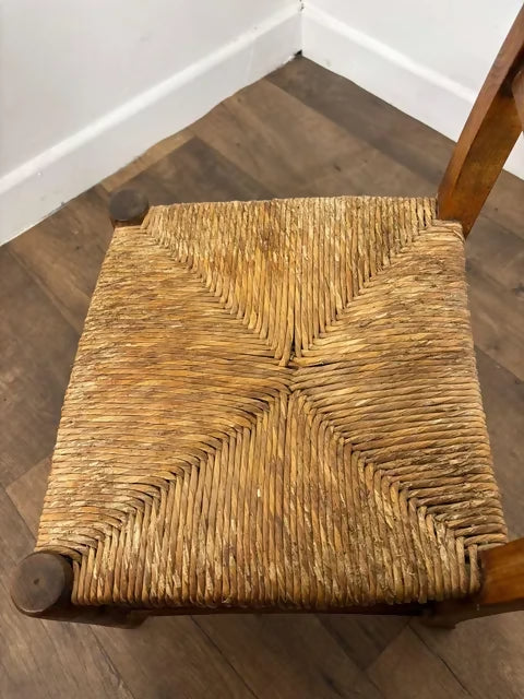 Antique Beech Rush Seat Prayer Chair