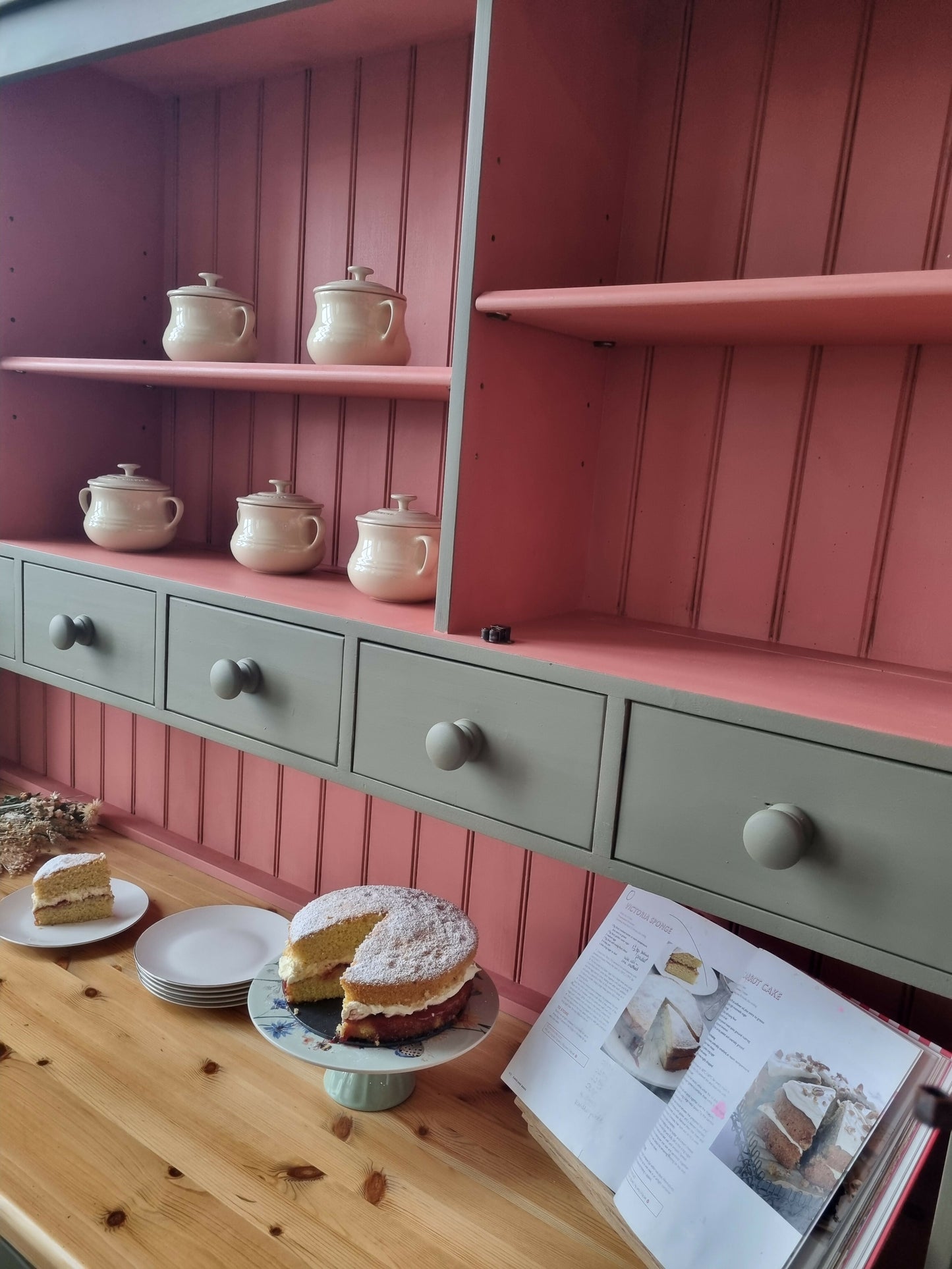 SOLD OUT Solid Vintage Pine Welsh Dresser, Painted Bespoke Dresser, Country Kitchen, Farmhouse, Shop Display, Cafe, Pub