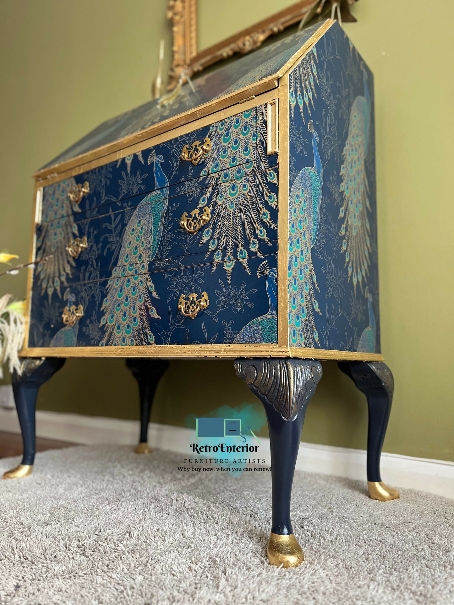 Peacock Blue and gold bureau - on order