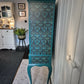 Exquisite Edwardian Cocktail Cabinet Luxury Upcycled – Teal & Peacock Decoupage, Mirrored Bar with LED & Gold Interior