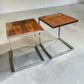 Mid-Century Modern Chrome and Teak side tables / bedside tables