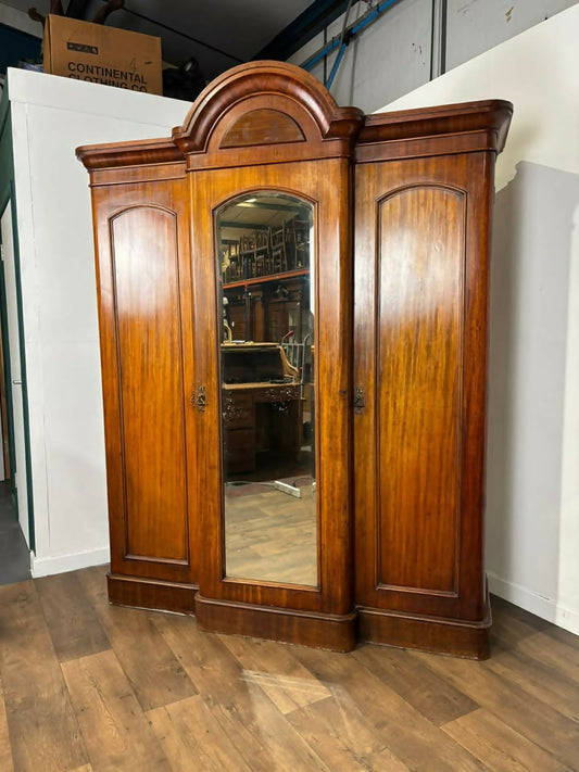 Victorian Mahogany Breakfront Triple Wardrobe