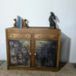 Hand-Painted Vintage Cupboard in Annie Sloan Black and Hornfleur | Decoupage Detail and Brass Hardware