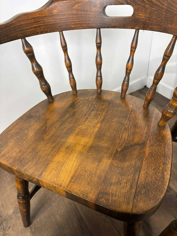 Pair of Oak Tub Style Spindle Back Chairs