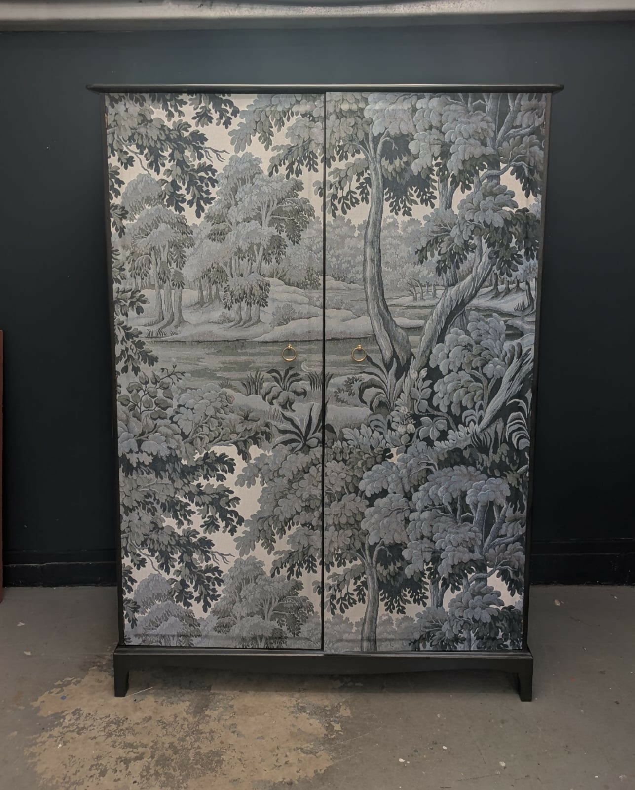 Upcycled Mid-Century Armoire Grey Woodland Stag Wardrobe, Custom Commission