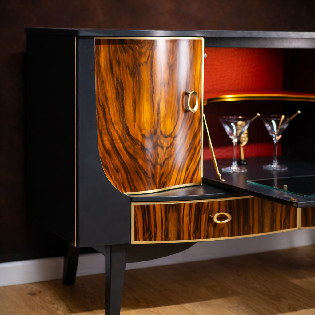 Crimson Crimson Cocktail Cabinet | Drinks Cabinet | Mid Century Bar Cabinet | Statement Home Bar