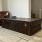 Handmade English luxury large Vintage leather coffee table - hand dyed storage trunk