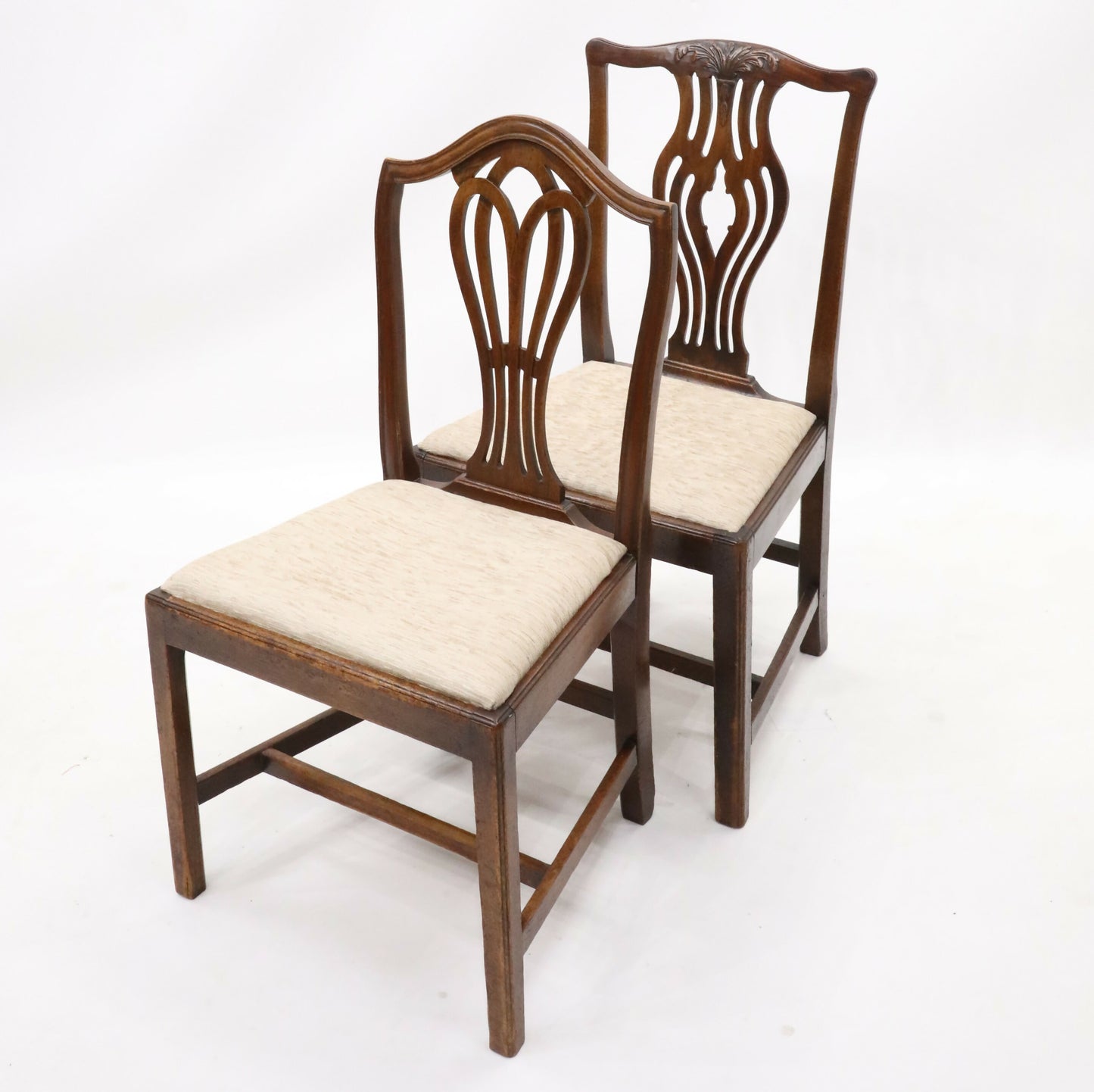 2 Oak Georgian Dining Hall Bedroom Chairs Drop In Seat FREE UK Delivery. SBR9572/1909D