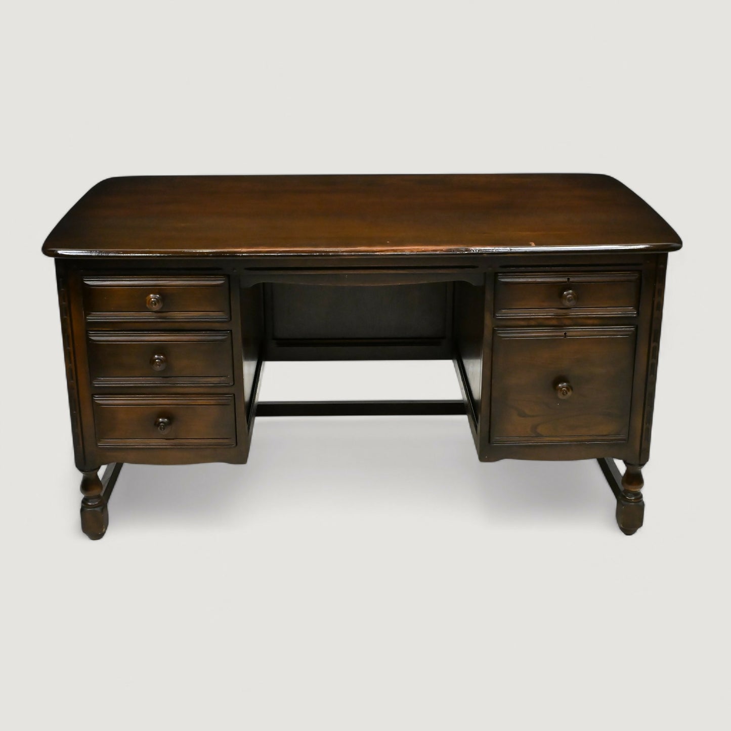 Ercol Pedestal Desk 5 Drawers File Drawer Old Colonial Dark FREE UK Delivery*. SBR10874/2908E