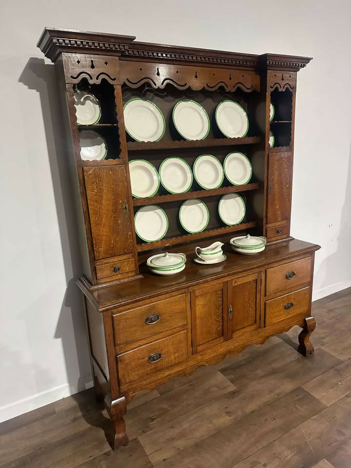 Vintage Oak Dresser With Rack66