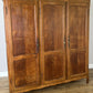 Wardrobe Vintage French Louis Oak Triple Door Carved Armoire Cabinet LOT 6537