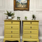 Profesionally Sprayed 2 X yellow Stag Minstrel 4 Drawer Bedside Tables (pair)