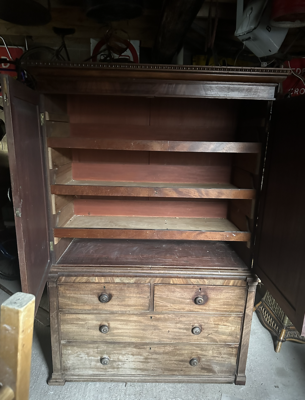 Large Gothic Linen Cabinet Cupboard