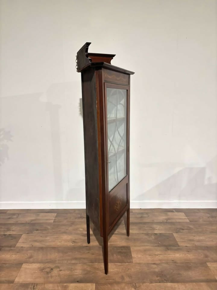 Edwardian Mahogany Inlaid Corner Display Cabinet4