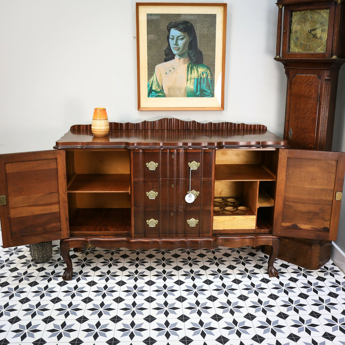 Rare Dutch Colonial Break Front Side Board Credenza South African Stink Wood