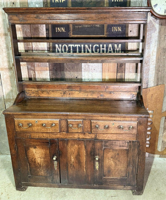 Antique Georgian Country Oak Dresser / Housekeeper Cupboard with Plate Rack, c.177