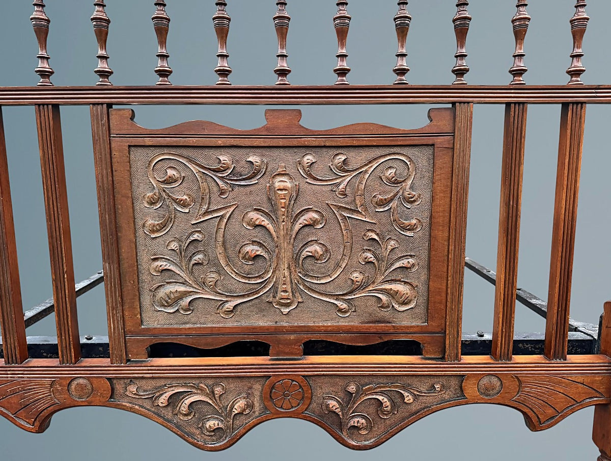 Antique Edwardian Carved Walnut Double Bed