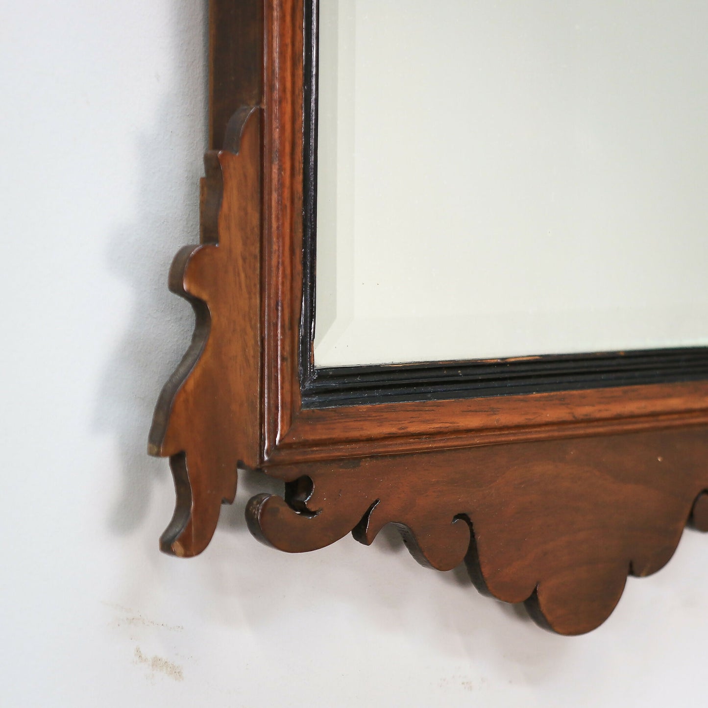 Arts and Crafts Edwardian Fretwork Bevel Edged Mirror Mahogany Frame