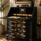 Hand-Painted Black Re-Finished Bureau with Copper Botanical Design