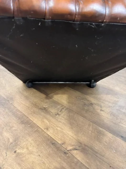 Brown Leather Button Back Chesterfield Arm Chair