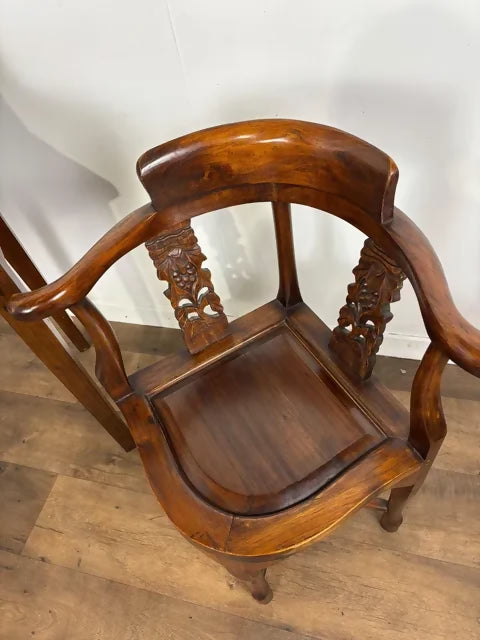 Reproduction Oriental Style Writing Table With Matching Corner Chair