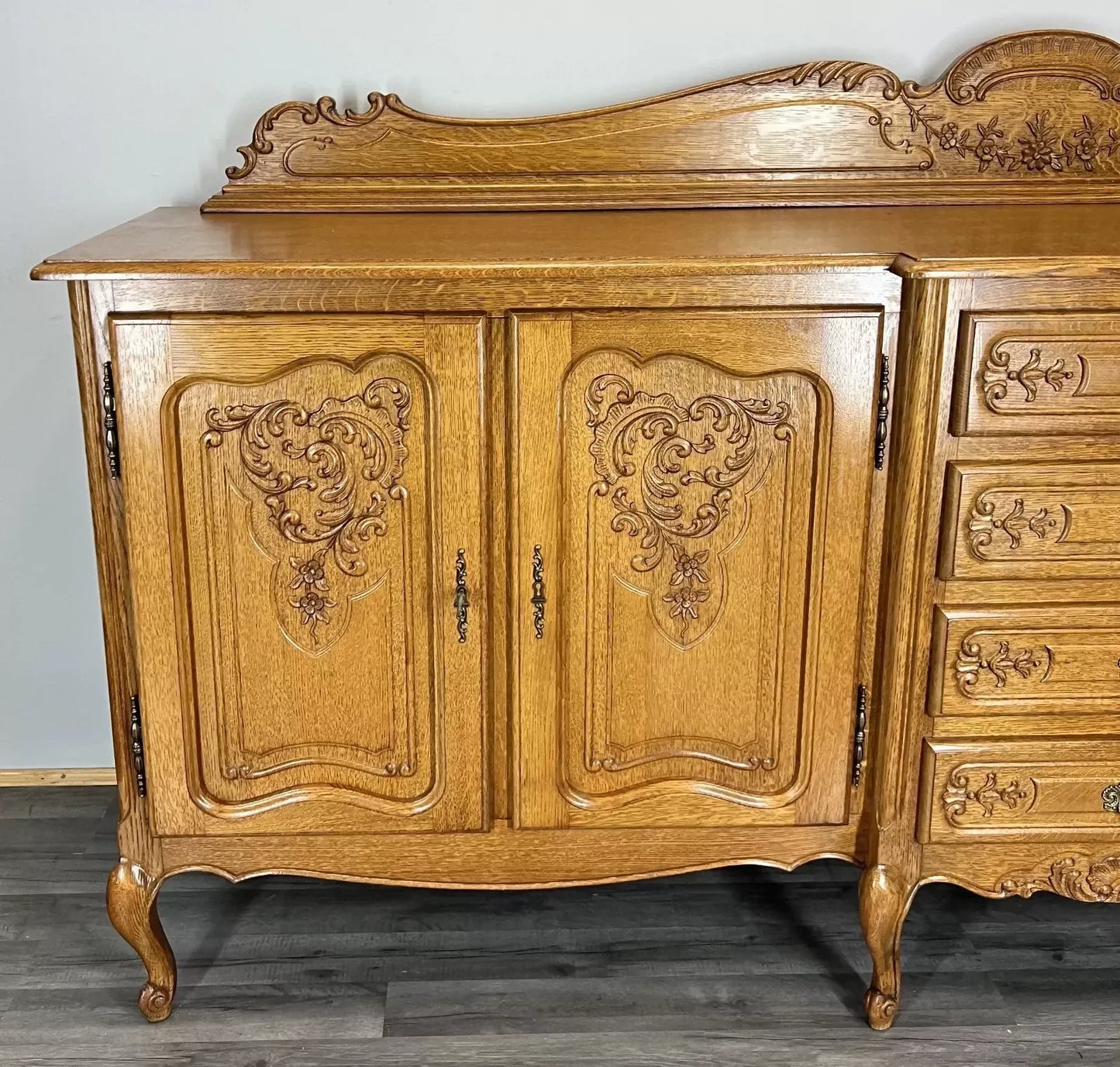 Sideboard Vintage French Louis XVI Style Oak Carved 4 Drawers Cabinet LOT 4075