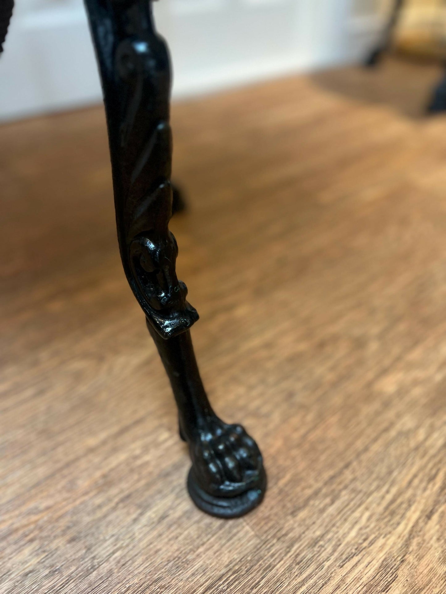 Cast Iron Lions Head Table with Marble Top