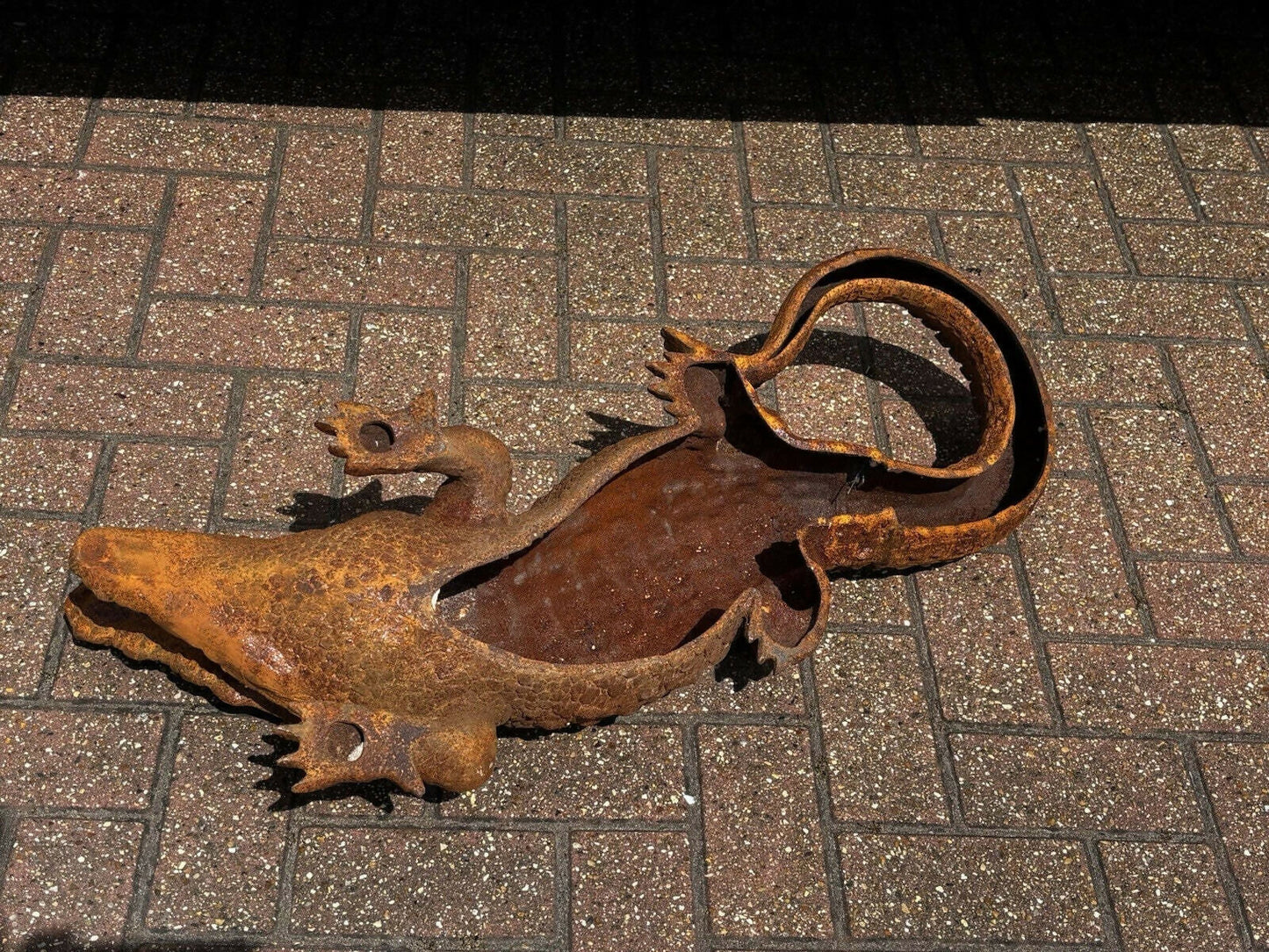 Cast Iron Crocodile, Large In Size. Vintage Garden Furniture