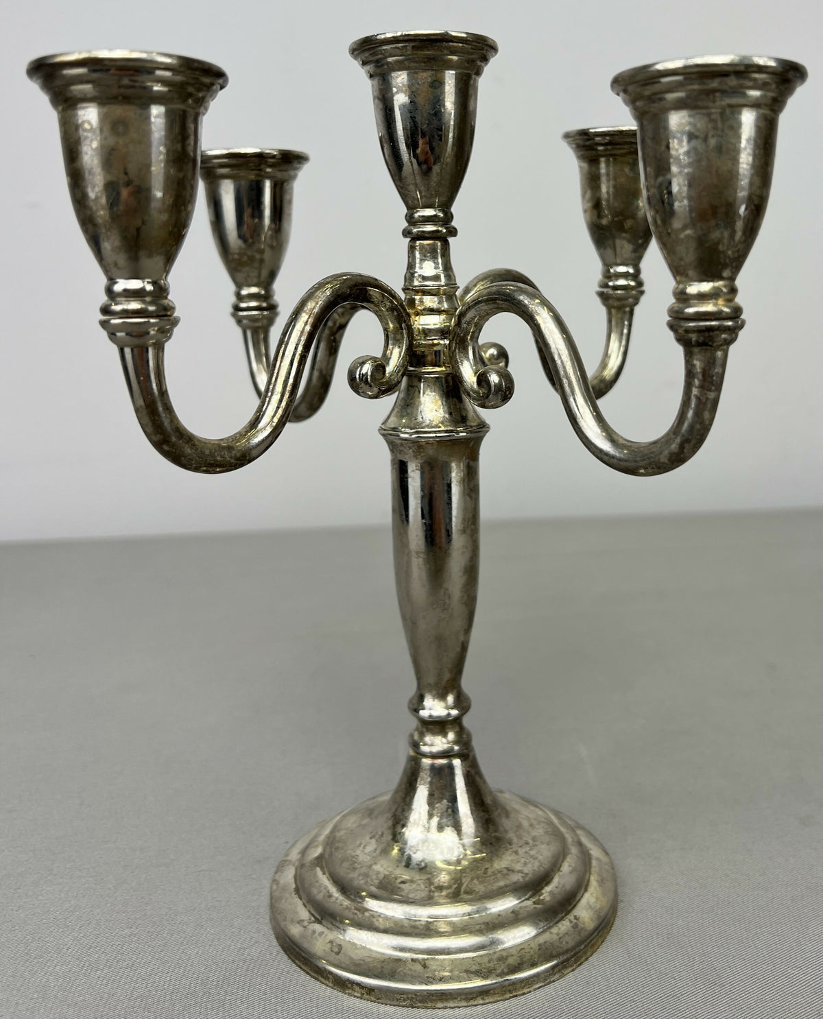 Pair of Candelabras Vintage French Style Metal Five Arm Candle Holders LOT 6482