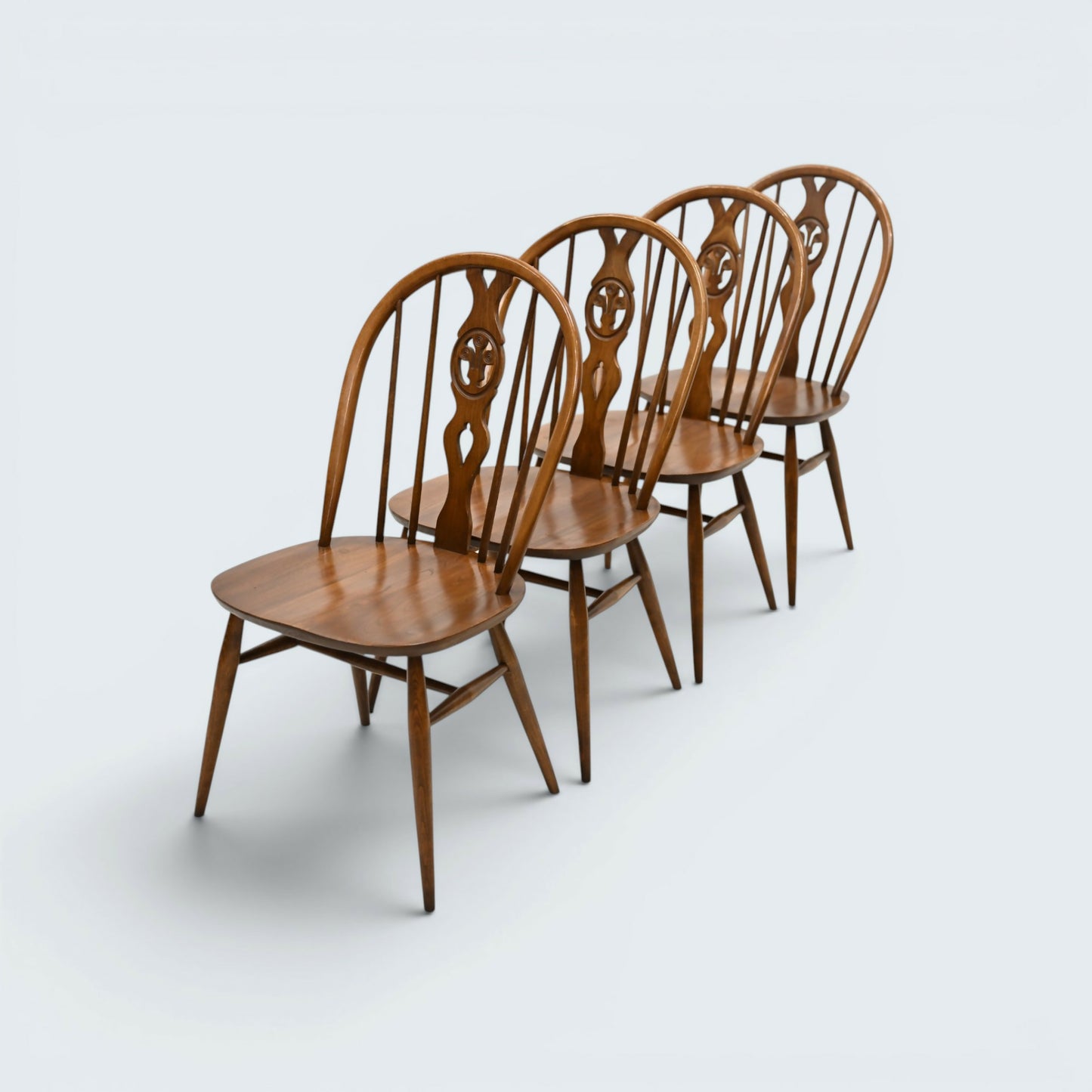 4 Ercol Fleur De Lys Bow Back Kitchen/Dining Chairs Model 878 FREE UK Delivery