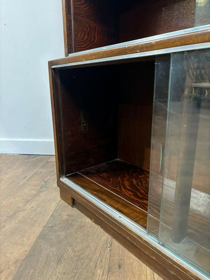Minty Oxford Mid Century Library Oak Glazed Six Tier Bookcase