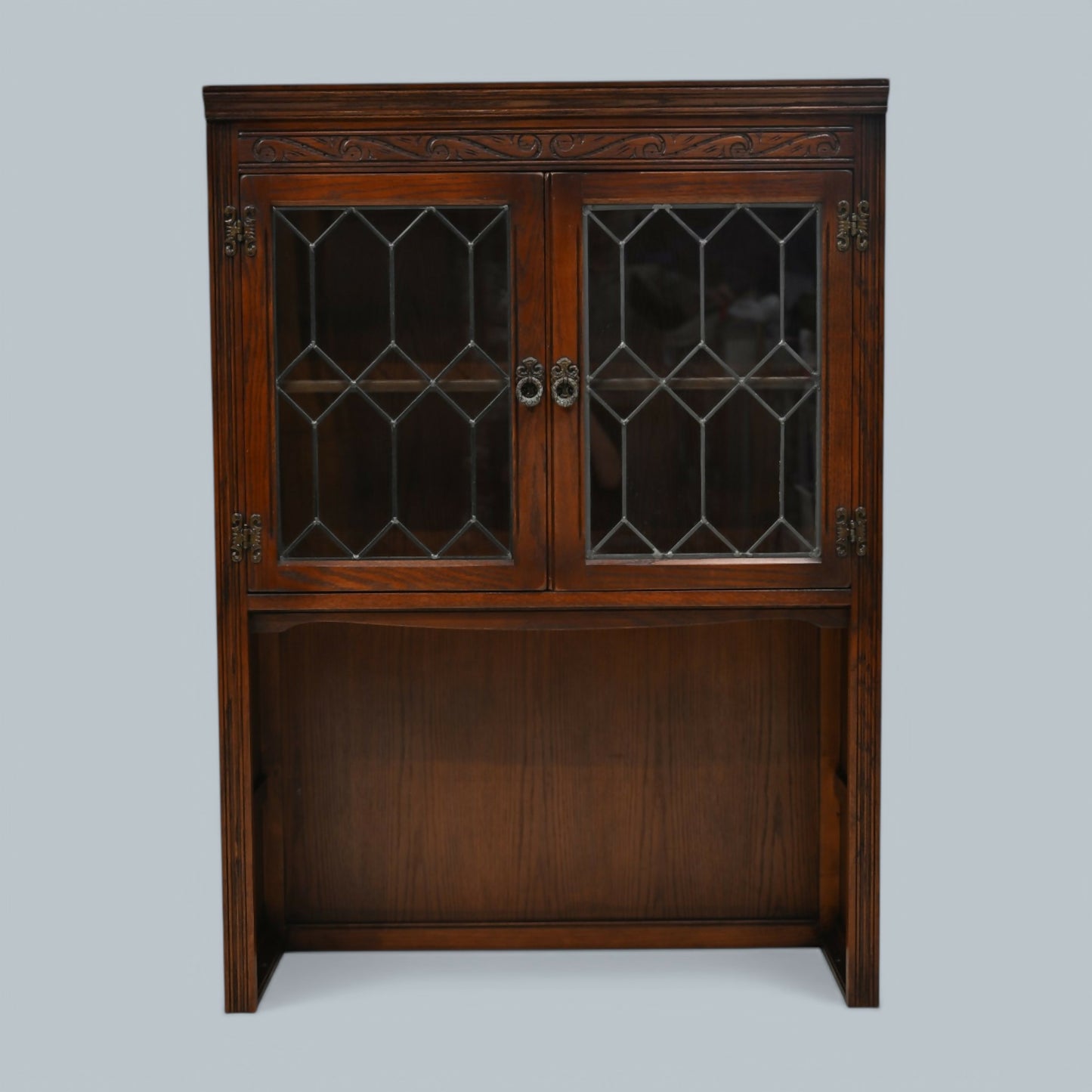 Old Charm Wall Top Unit Bookcase Leaded Glass Display Tudor Brown FREE Delivery*