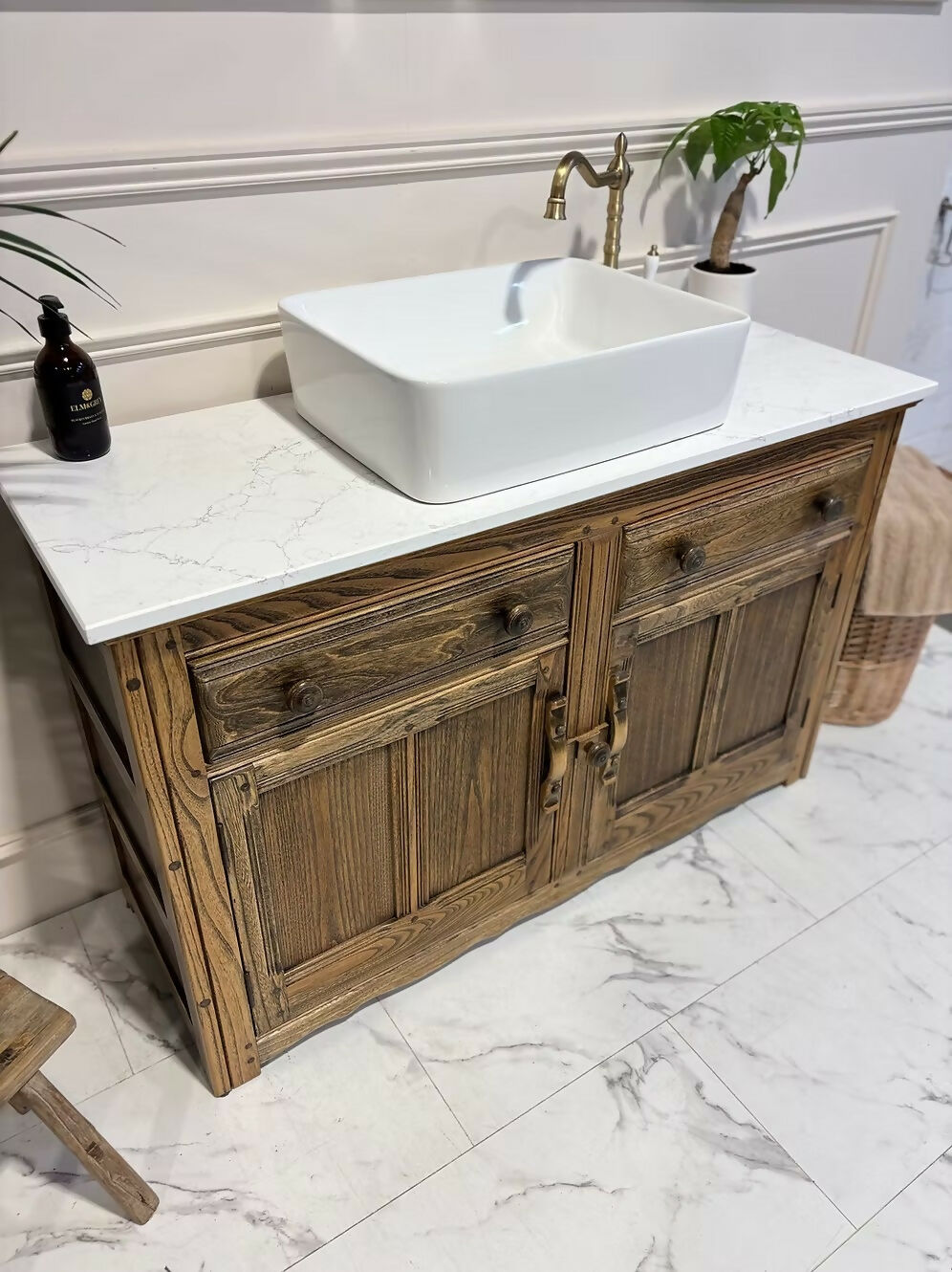 Wooden Bathroom Vintage Vanity Unit