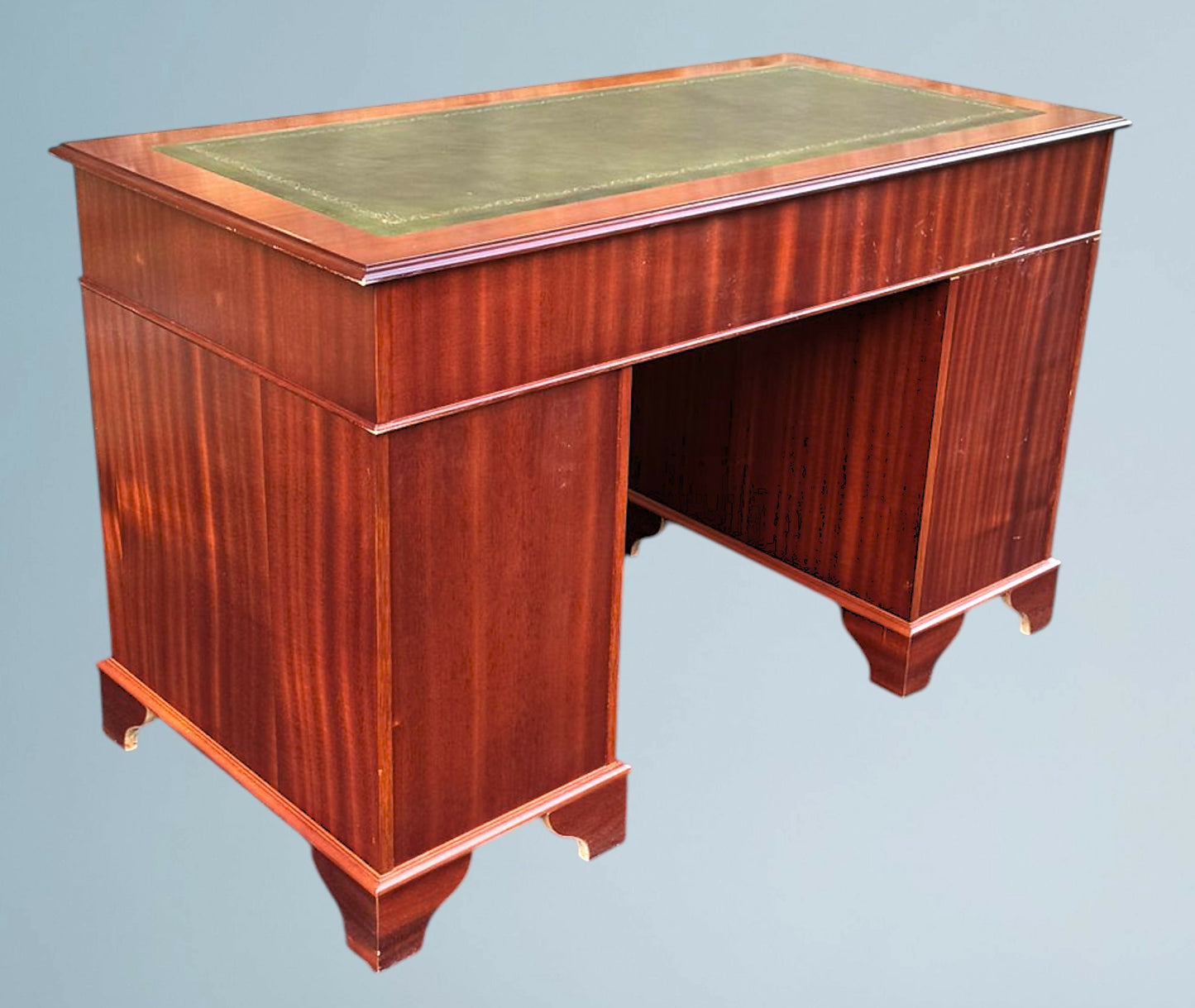 Mahogany Pedestal Writing Desk With Leather Top