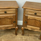 Pair of Bedside Tables Vintage French Louis Oak Nightstands Cabinets LOT 6296