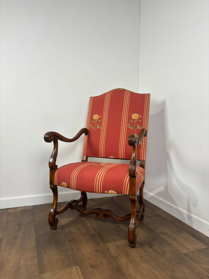Victorian Style Reproduction Mahogany Upholstered Armchair