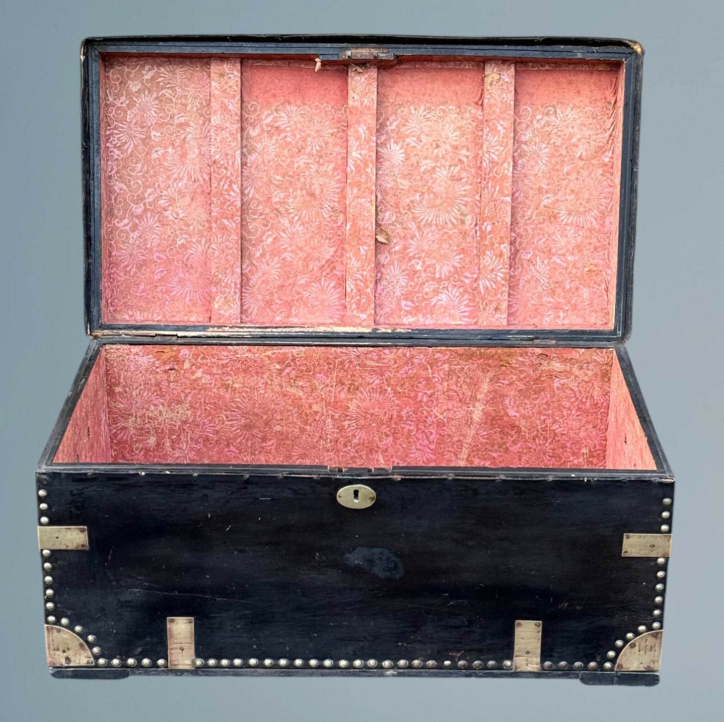 19th Century Leather and Brass Mounted Military Campaign Chest