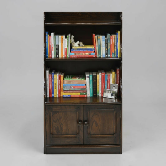 Ercol Old Colonial Waterfall Bookcase 2 Shelves Dark Finish FREE UK Delivery