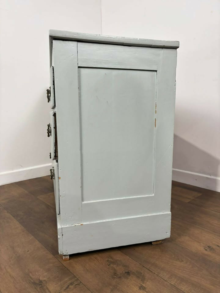 Victorian Blue Painted Pine Chest Of Drawers
