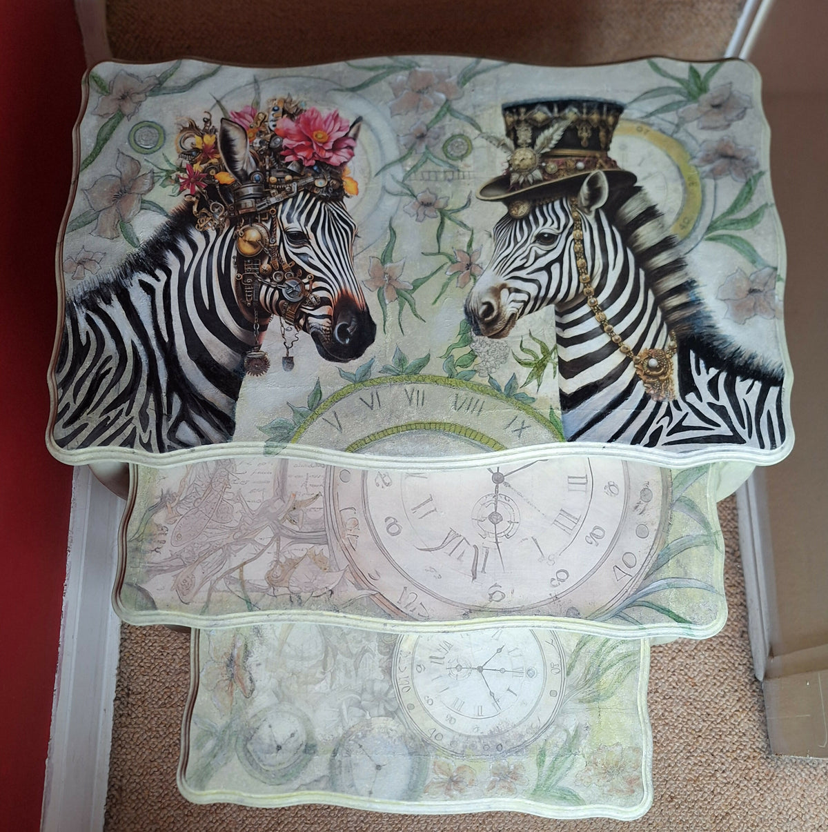 “Zebra Time” Vintage Stacking Tables