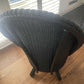 Lloyd loom low accent chair. Black satin paint and William morris style fabric