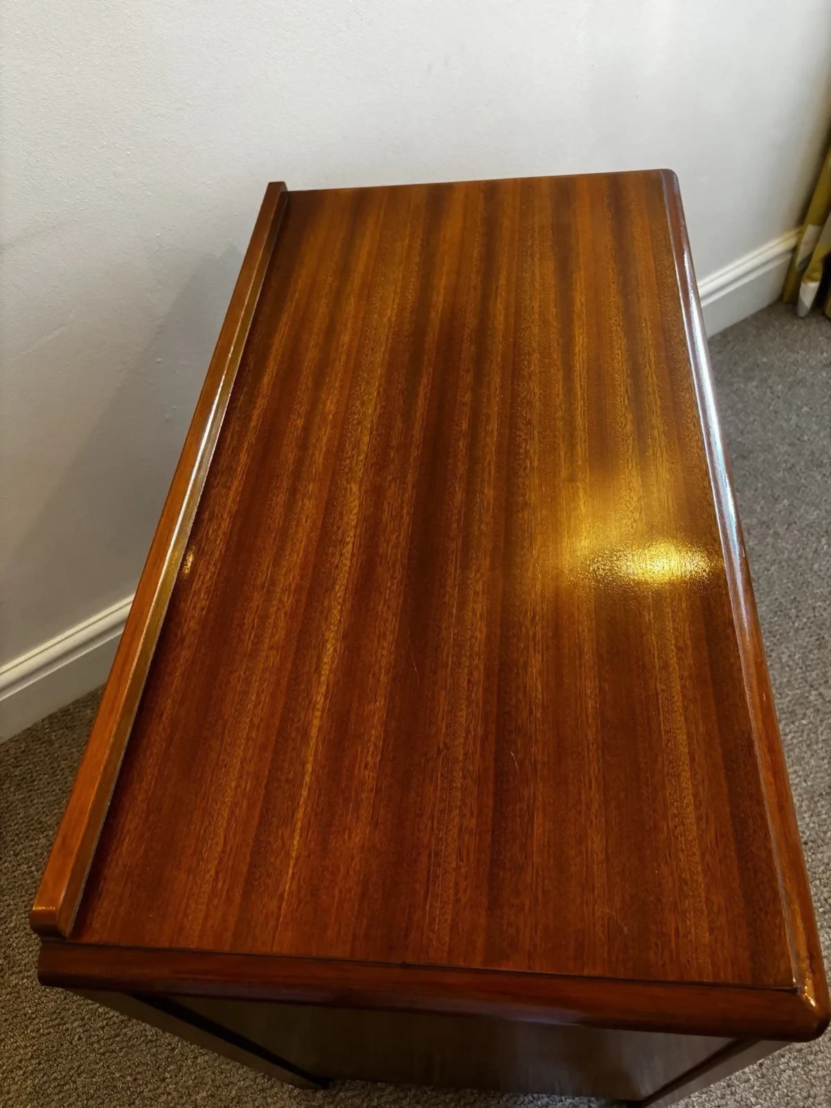 Vintage Lebus Chest of Drawers Deep 2 Drawer Mid Century Brass Infinity Handles