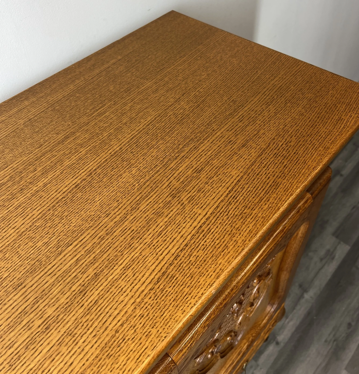 Cabinet Vintage French Louis XVI Style Oak Cupboard Carved Nightstand LOT 24342