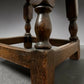 Vintage Oak Stool Rustic Wooden Footstool Turned Legs Aged Patina