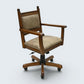 Vintage Wood Bros Old Charm Captains Office Chair Green Hide Leather Tilt Swivel