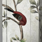 Red bird on the wall of vintage chinese cabinet