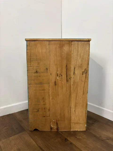 Rustic Indian Reclaimed Wood Blue Distressed Cabinet